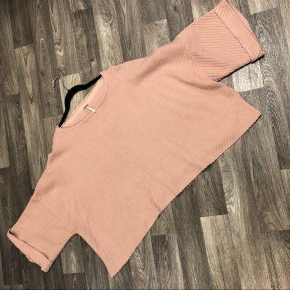 NWT Free People I Can’t Wait Dusty Rose Cropped Oversized Sweater - Picture 6 of 7